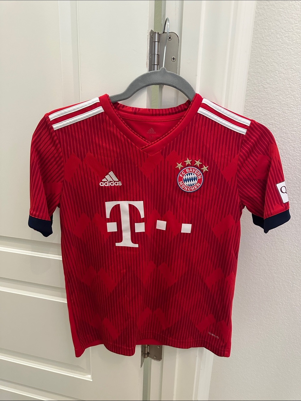 adidas Red Bayern Munich Kids Jersey with White Accents